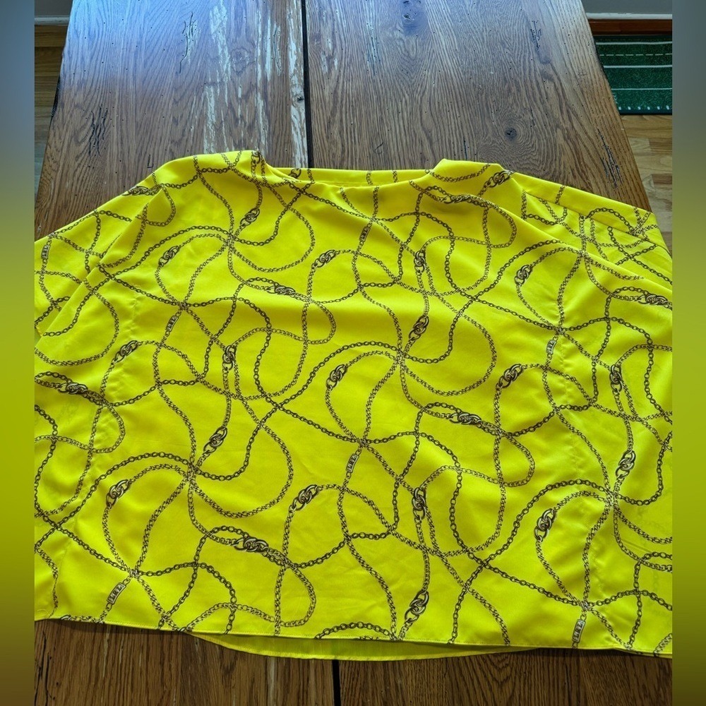 Lauren Ralph Lauren Gold Chain Link Blouse Sun Yellow Nautical Equestrian Medium - Picture 4 of 9
